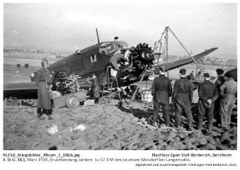 II./St.G. 163, März 1939, Bruchlandung Junkers  Ju 52 3 M des Leutnant Mosdorf bei Langensalza. NLESB_Kriegsbilder_Album1_0066.